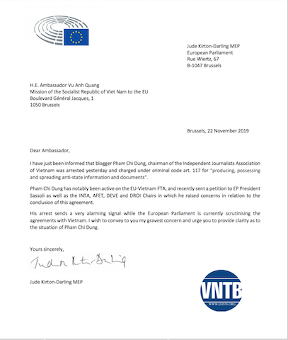 VNTB – Nghị Sỹ Châu Âu Lên Tiếng Chính Thức Về Vụ Bắt Tiến Sĩ Phạm Chí Dũng