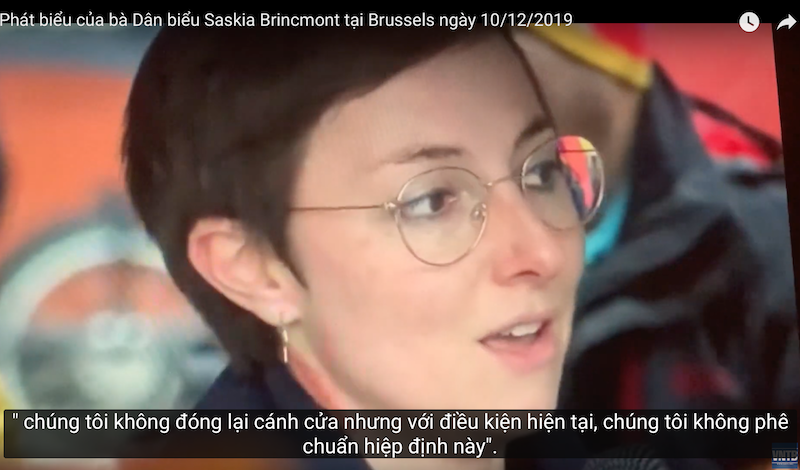 VNTB – Phát biểu của bà Dân biểu Saskia Brincmont về tình hình nhân quyền Việt Nam ( ngày 10/12/2019)