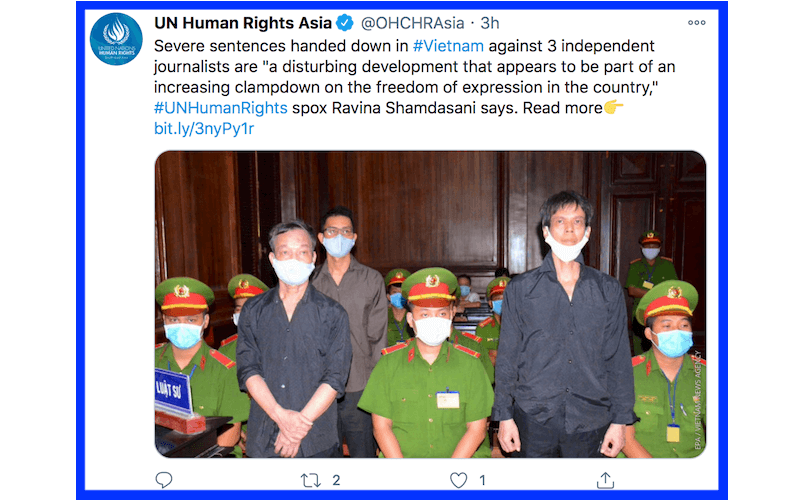 VNTB – Tuyên bố của Người phát ngôn của Cao ủy Nhân quyền LHQ về vụ án Hội Nhà báo Độc lập Việt Nam