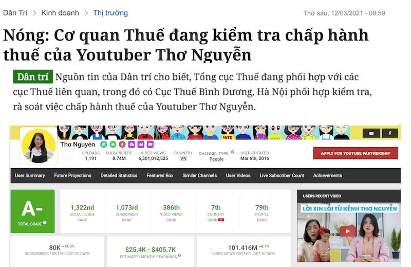 VNTB – YouTuber Thơ Nguyễn: cái sảy nảy cái ung?