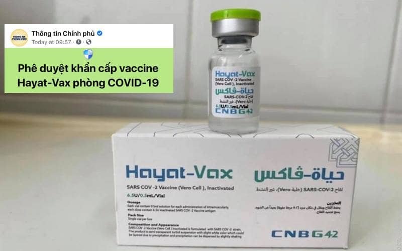 VNTB – Hayat-Vax chưa được Tổ chức Y tế Thế giới phê chuẩn sử dụng khẩn cấp