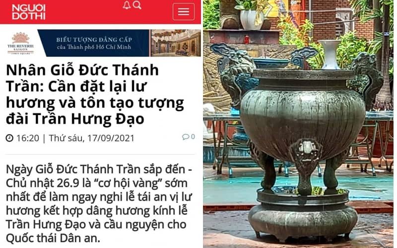 VNTB – Vì sao cần đặt lại lư hương và tôn tạo tượng đài Trần Hưng Đạo ở bến Bạch Đằng, Sài Gòn?