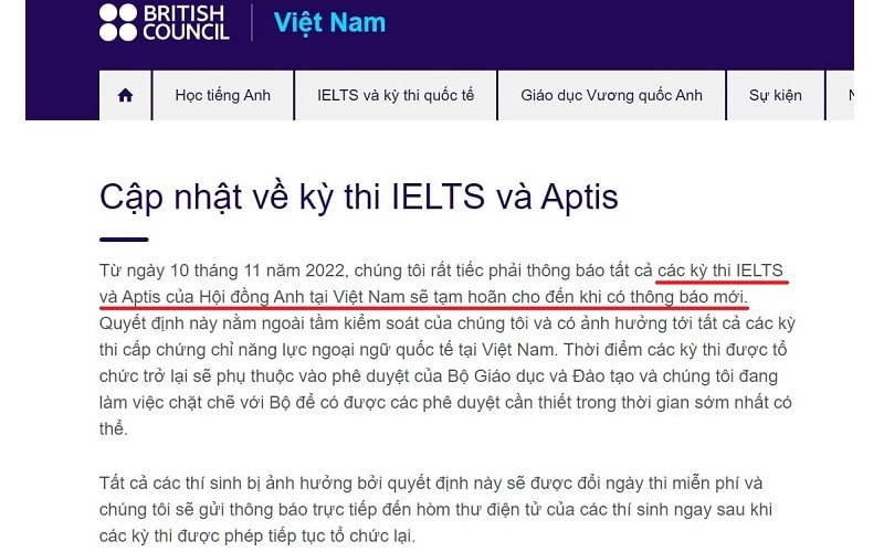 VNTB – Các chương trình thi ngoại ngữ văn bằng quốc tế tại Việt Nam hiện tạm dừng