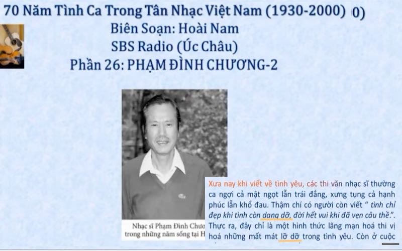VNTB – Góp Ý với Hoài Nam, Tác Giả “70 Năm Tình Ca Việt Nam”